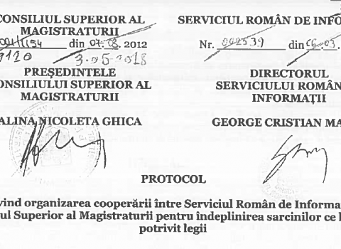 Protocol privind organizarea cooperării între Serviciul Român de Informații și Consiliul Superior al Magistraturii pentru îndeplinirea sarcinilor ce le revin potrivit legii